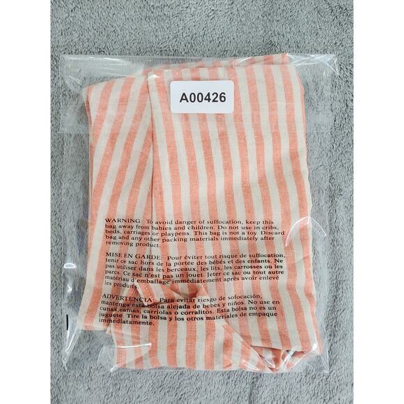 Bo Bel Striped High Waist Shorts Size L Peach Cream Exposed Back Zipper Cotton - Picture 10 of 10